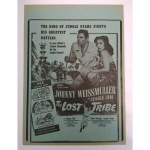 Jungle Jim The Lost Tribe Johnny Weissmuller Movie Poster 1951 Original Vintage
